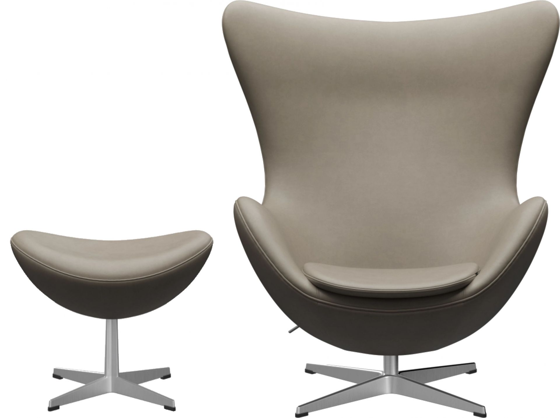 Egg Chair mit Hocker Aktionsmodell Essential Leder Hellgrau Fritz Hansen