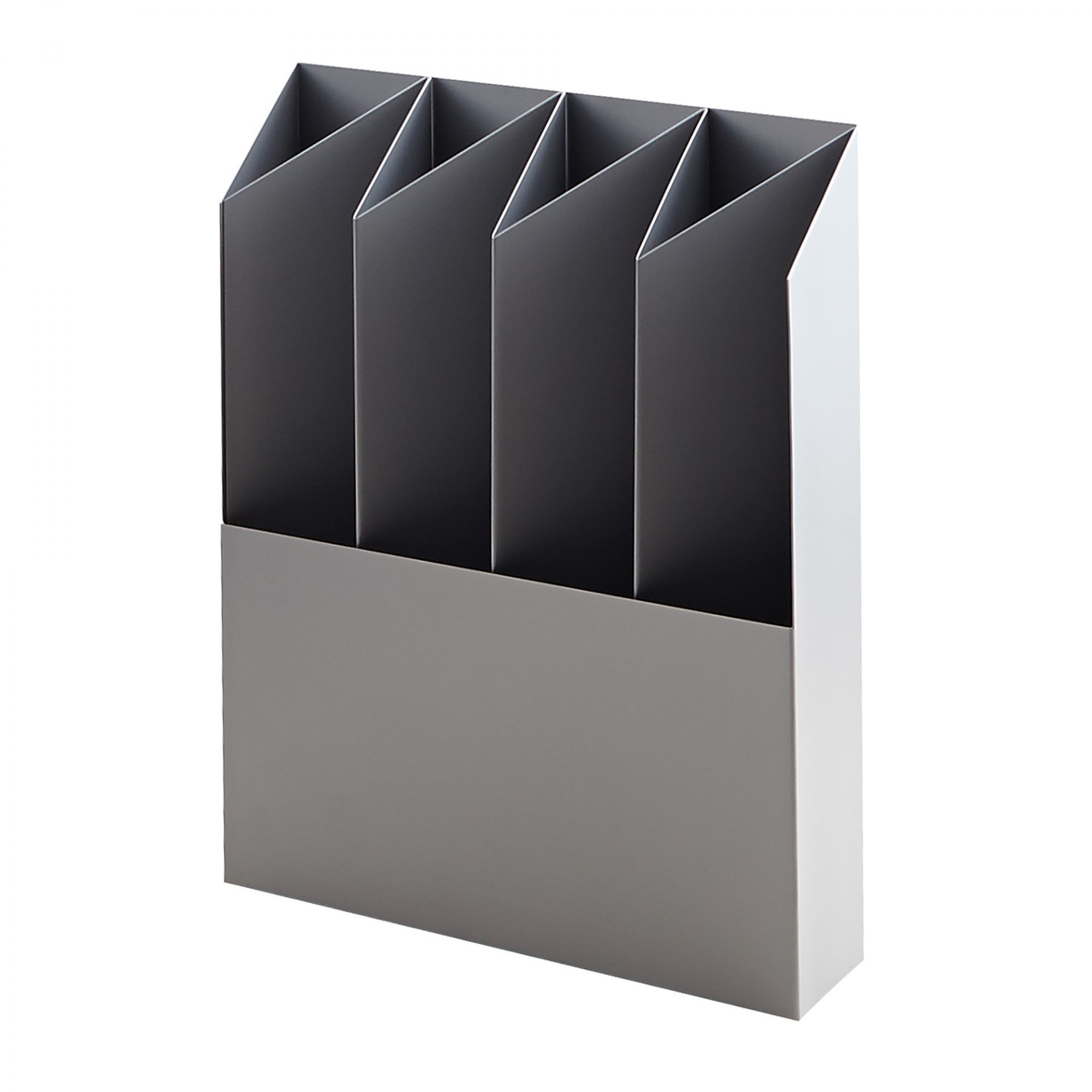 Grauer Kant Schirmständer Mox mit vier Fächern für Regenschirme und Spazierstöcke.