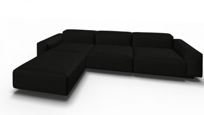 Soft Modular Sofa 3-Sitzer mit Chaise Longue Laser schwarz Vitra