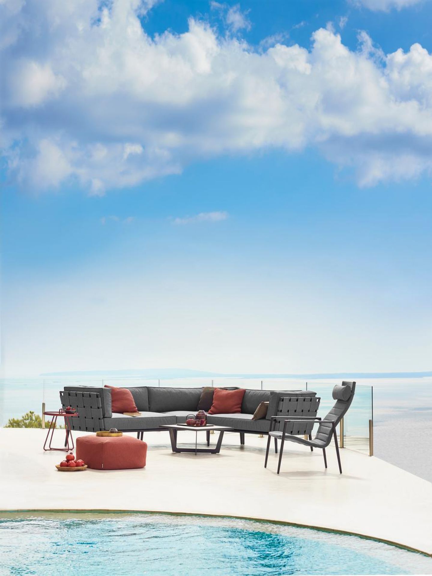 Conic Outdoor 2-Sitzer Modulsofa links grau Cane-Line