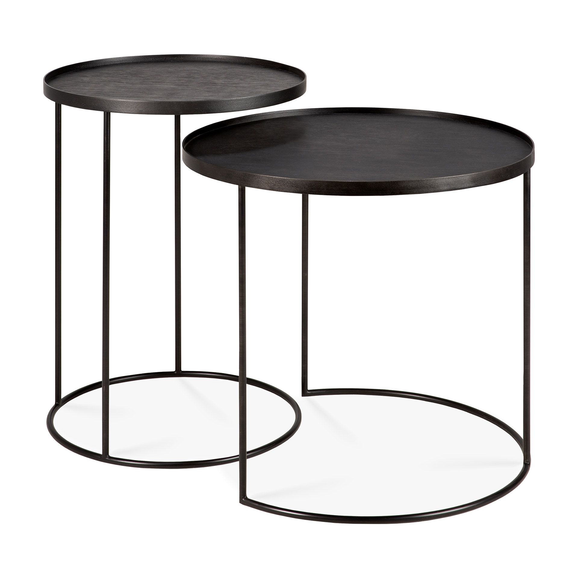 Beistelltisch 2-er Set Schwarz Rund S/L Ethnicraft