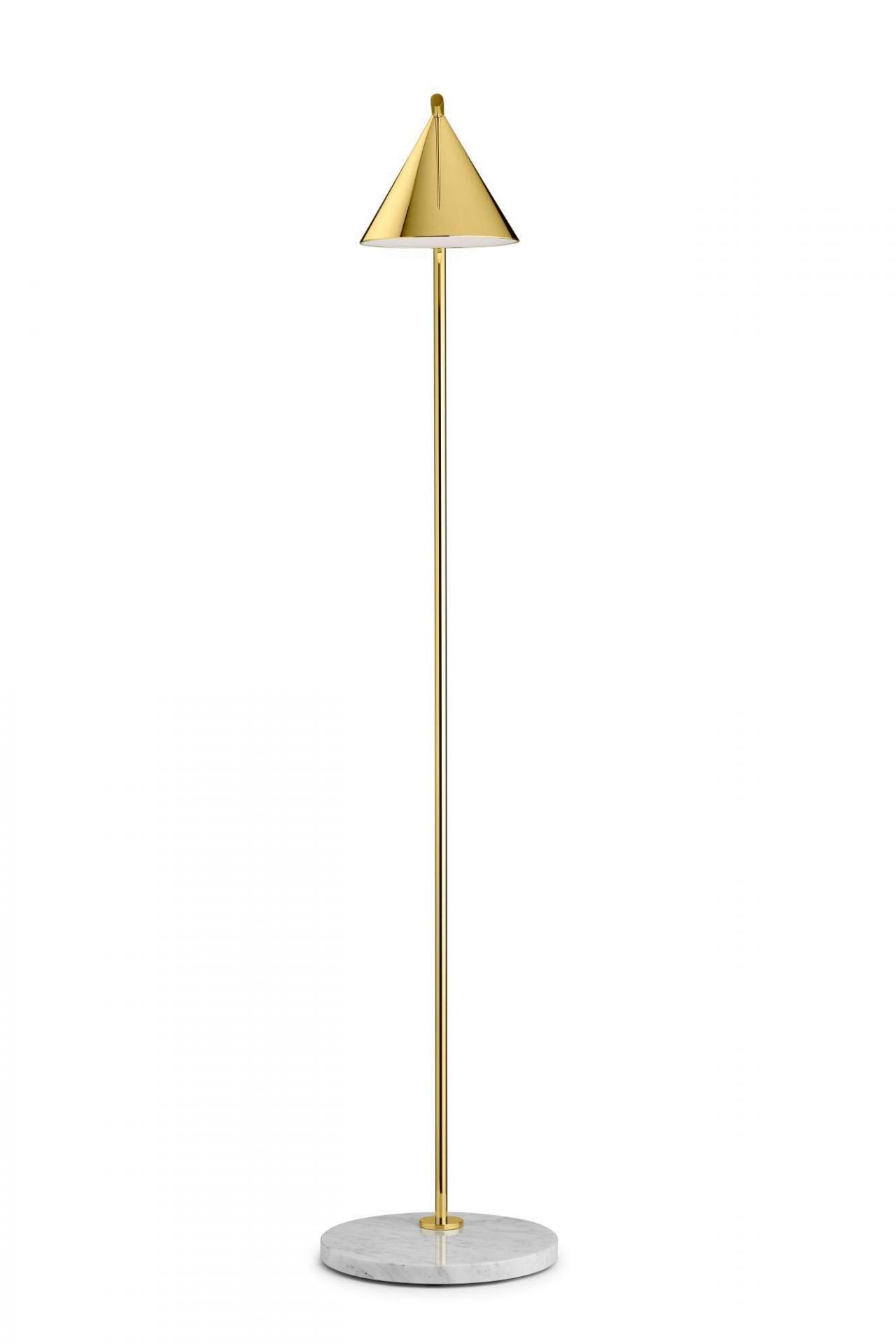Captain Flint Stehleuchte in Messing: Moderne LED-Lampe mit Marmorfuß für stilvolle Beleuchtung.