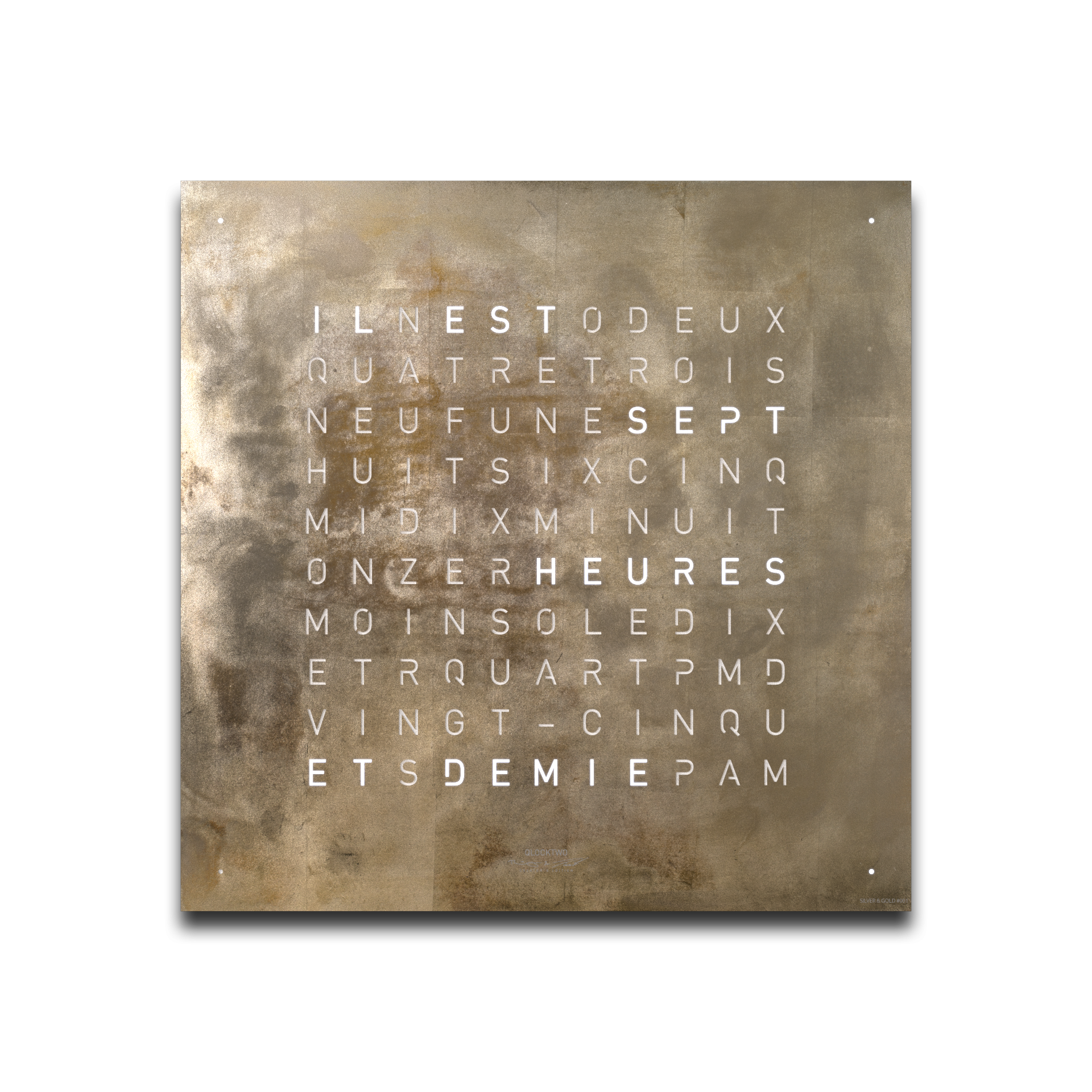 Frontcover für Earth 45 Wanduhr / Zeitobjekt Französisch QLOCKTWO