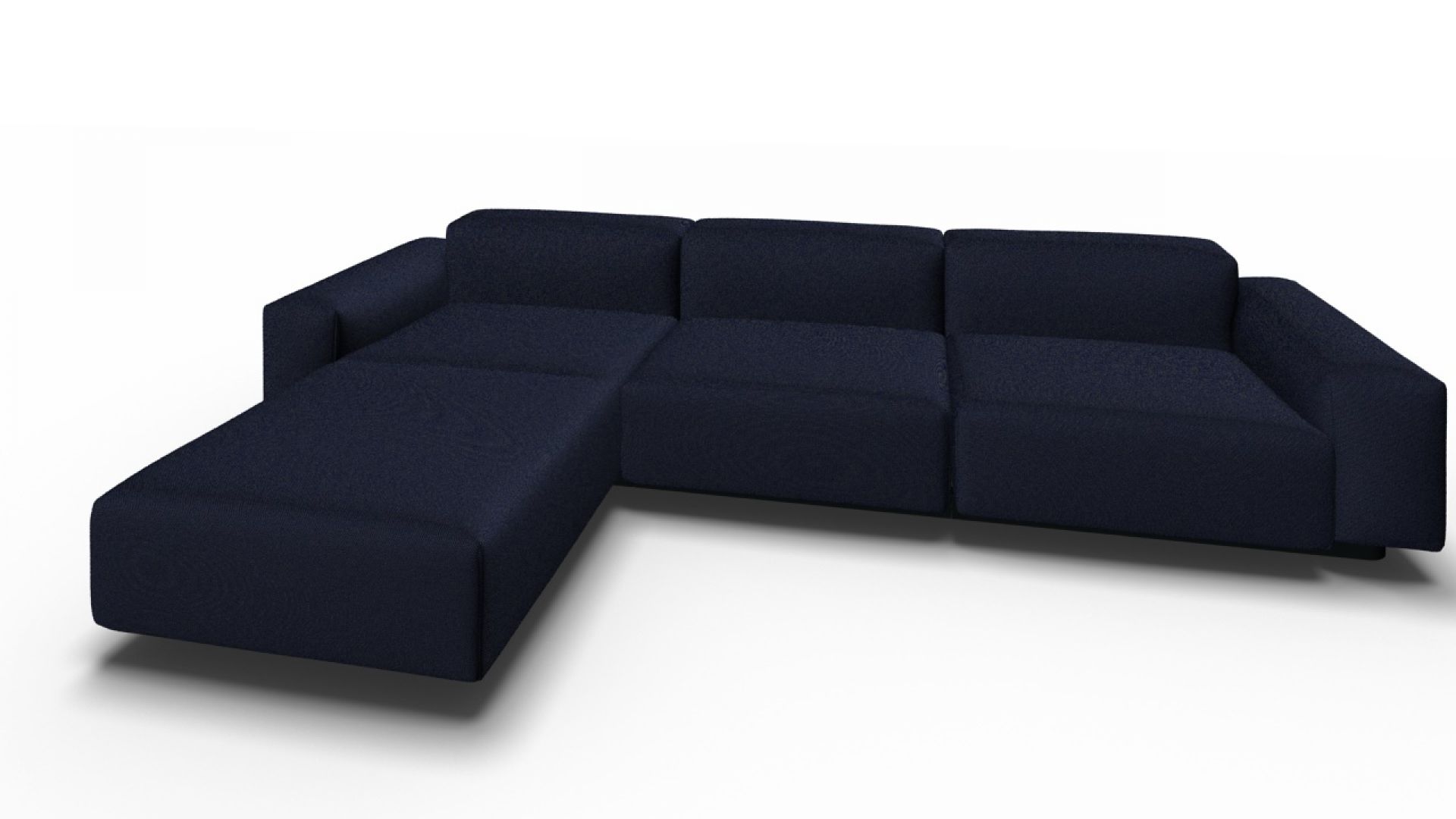 Soft Modular Sofa 3-Sitzer mit Chaise Longue Laser dunkelblau / moorbraun Vitra