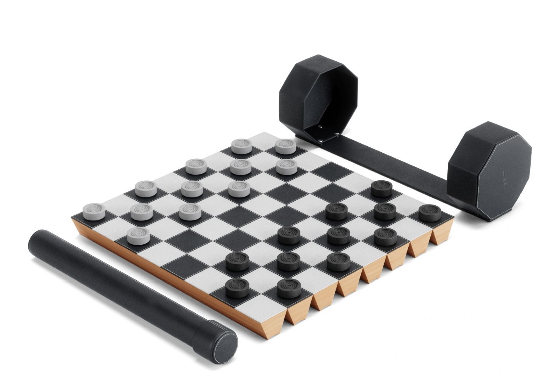 Rolz Chess / Checkers Ser Mobiles Schach- und Dame Set Umbra EINZELSTÜCK