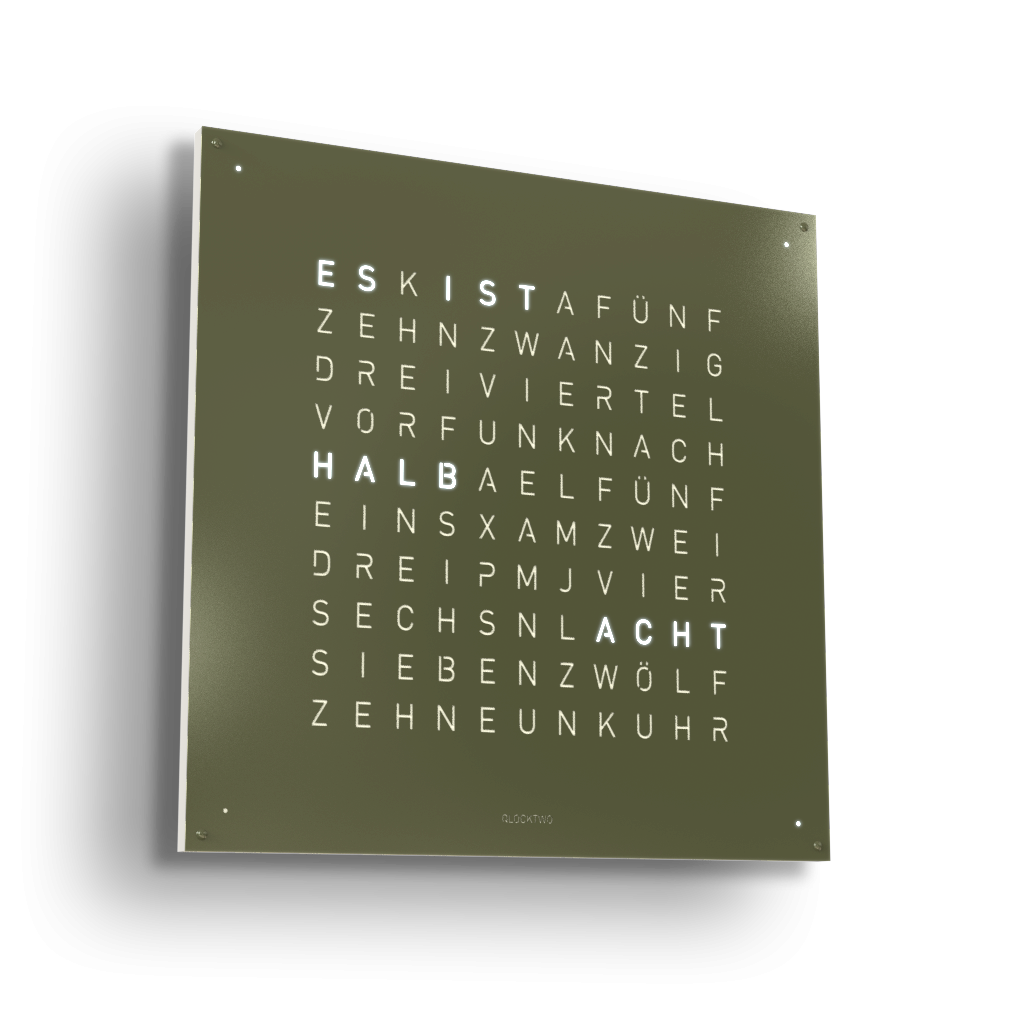 Earth 90 Steel Series Wanduhr / Zeitobjekt Deutsch QLOCKTWO