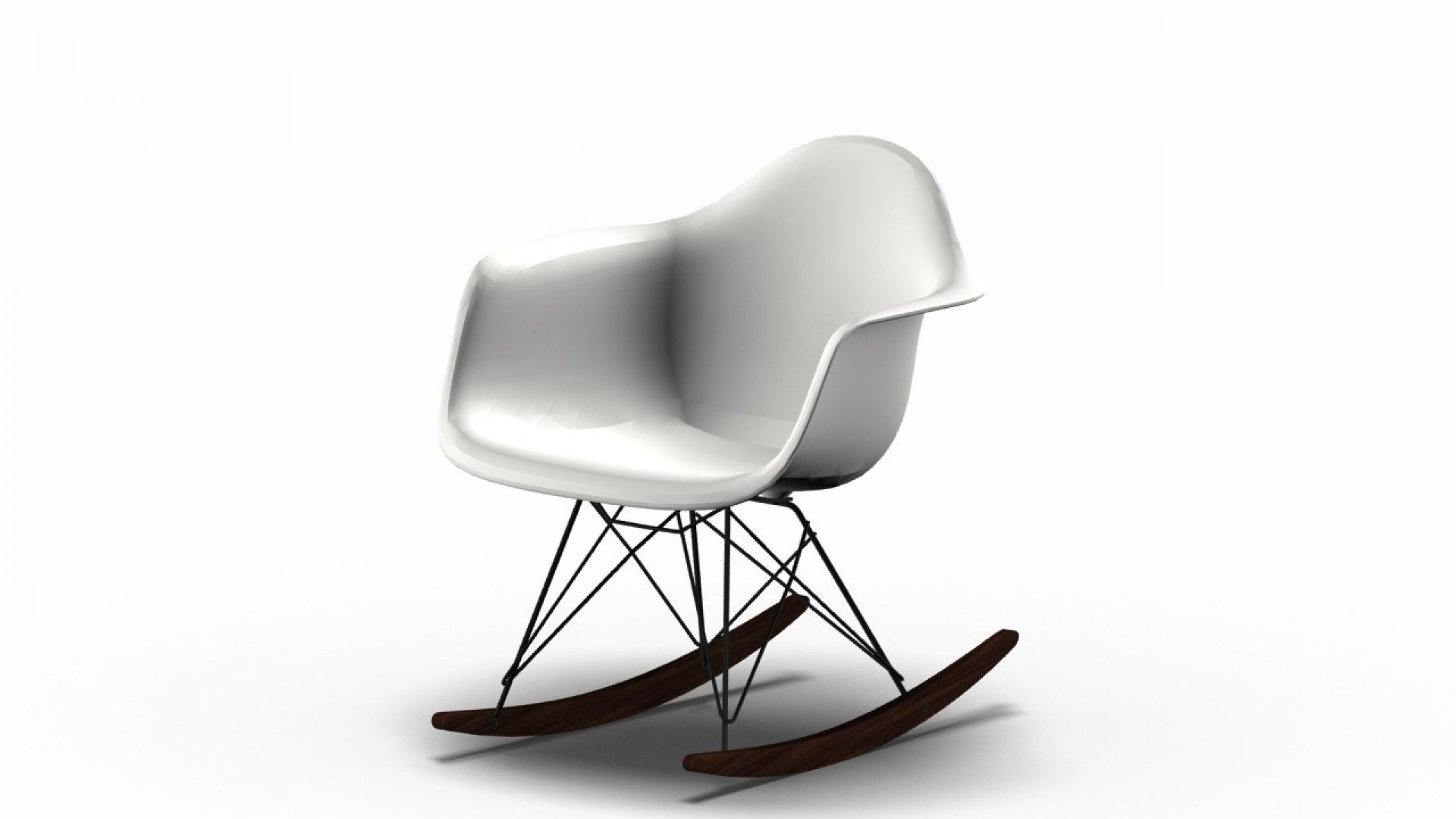 Vitra Eames Plastic Arm Rocking Chair RAR Schaukelstuhl Ahorn dunkel-Schwarz-Weiss