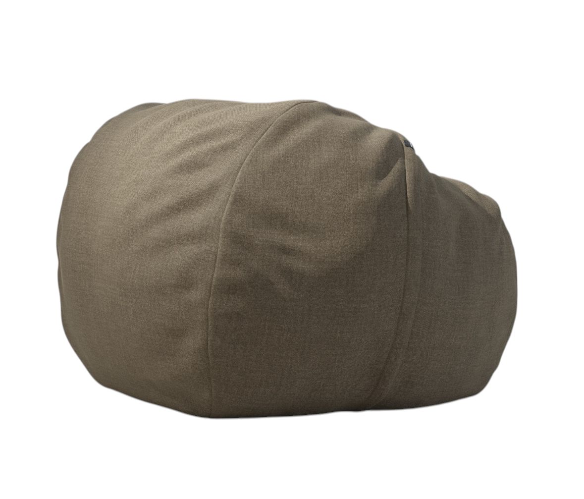 Nahaufnahme eines mittelgroßen, olivgrünen vetsak Beanbag Sitzsacks für den Außenbereich auf weißem Hintergrund.