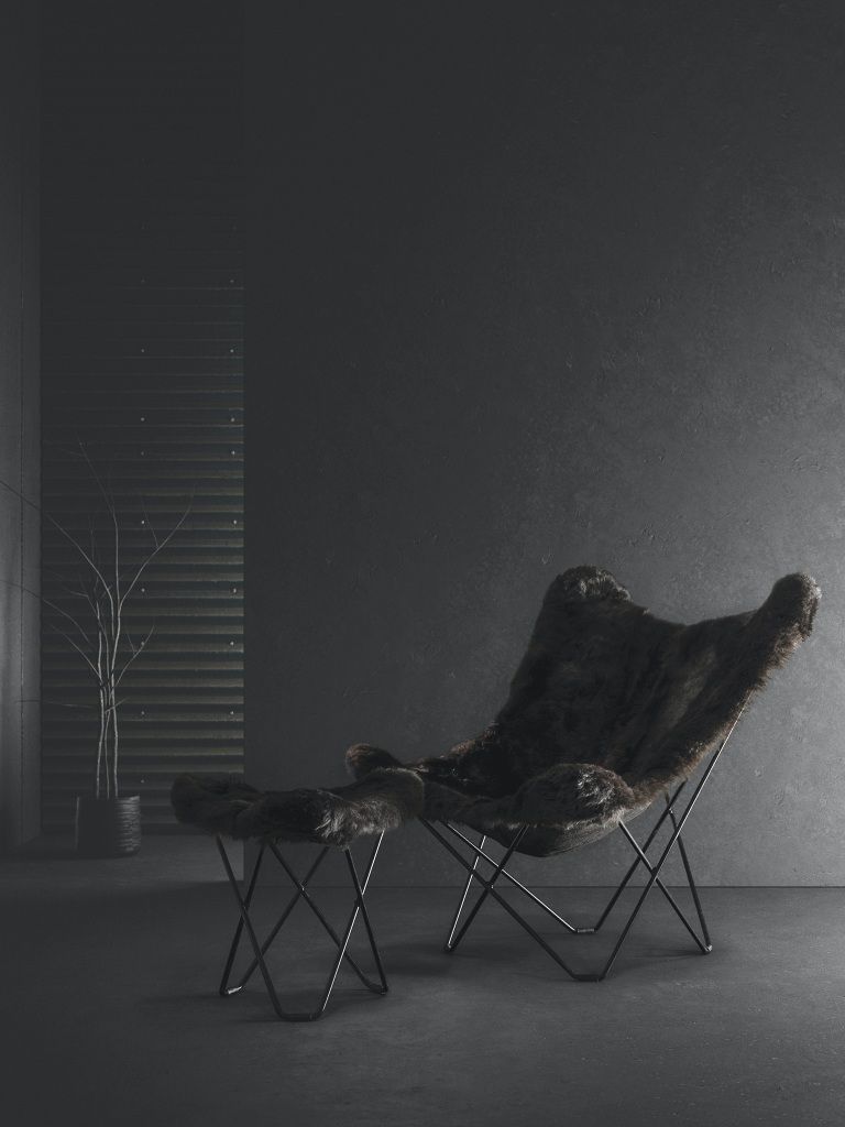 Iceland Mariposa Butterfly Chair Sessel Schaffell Cuero   
