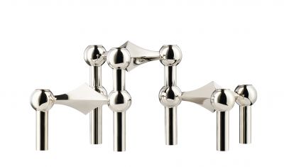 Kerzenständer 3er Set Chrom Stoff Nagel