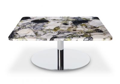 Flash Couchtisch quadratisch Chrom und Primavera Marmor Tom Dixon