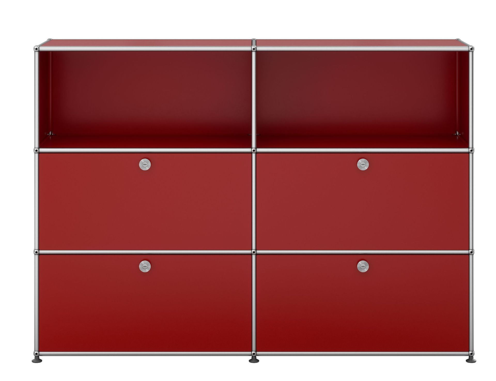 USM Haller Highboard 2 Offen / 2 Klappen / 2 Schubladen Rubinrot
