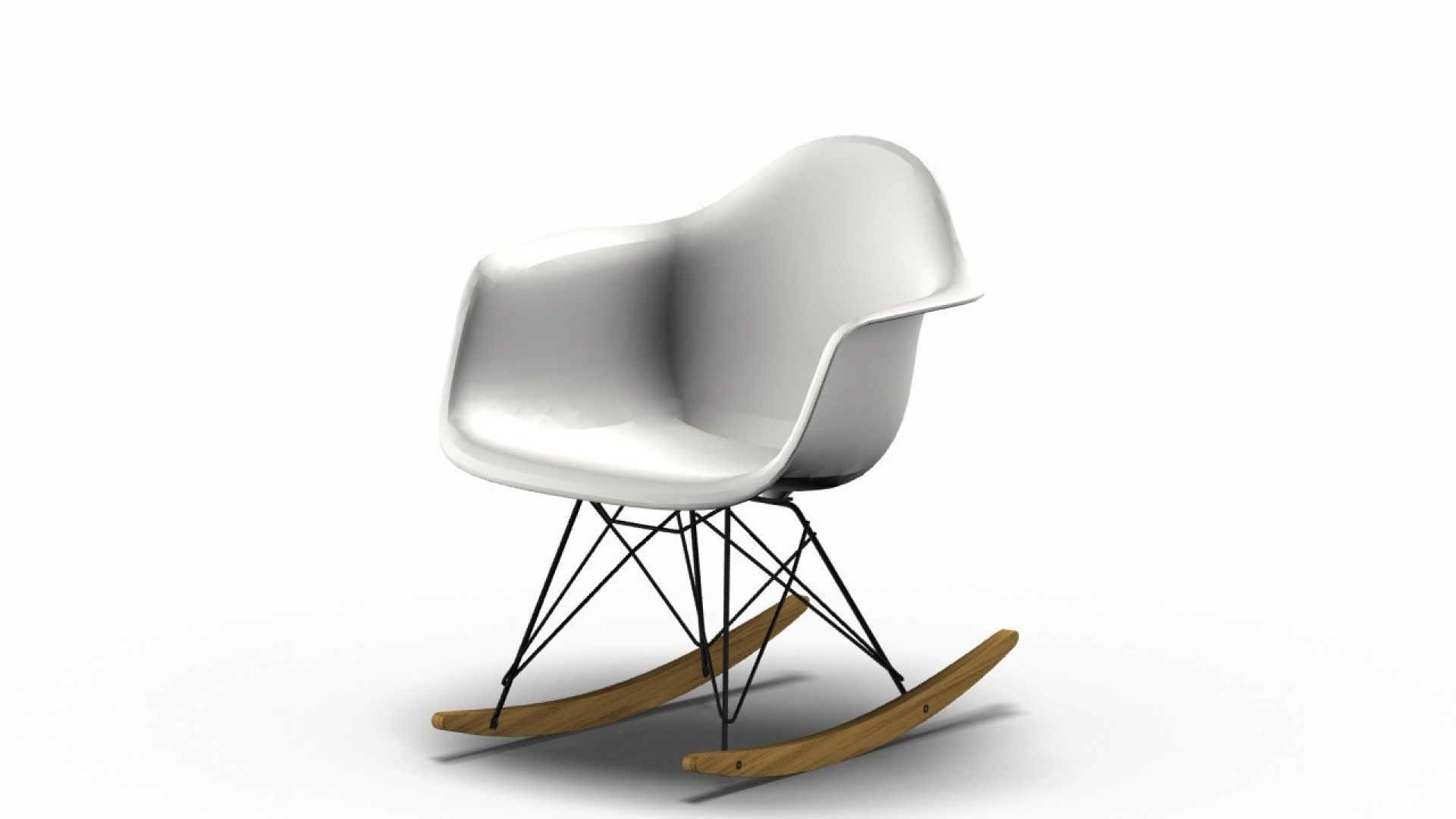 Eames Plastic Arm Rocking Chair RAR Schaukelstuhl Vitra Ahorn gelblich - Schwarz - Weiss