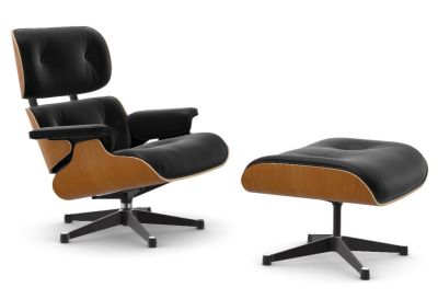 Eames Lounge Chair & Ottoman Sessel VORZUGSKOMBINATION Leder Premium Vitra Kirschbaum natur