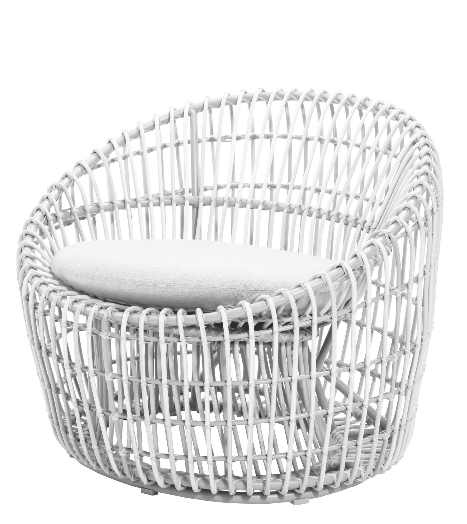 Nest Outdoor Round Sessel mit Kissen Cane-Line Gestell Weiß / Kissen weiß
