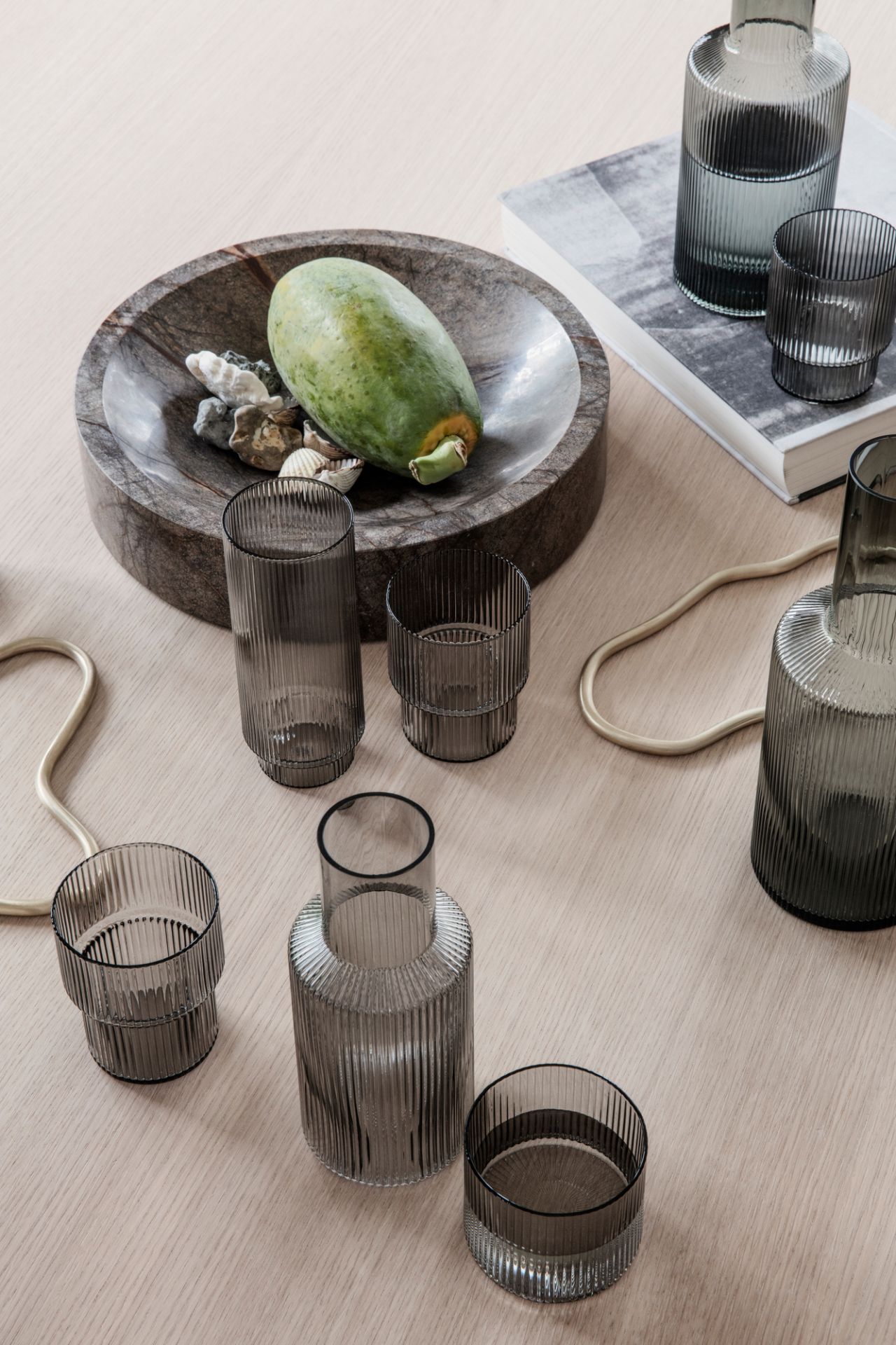 Ripple Long Drink Gläser 4er Set Rauchgrau Ferm Living EINZELSTÜCK