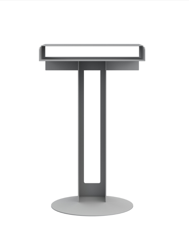 Grauer Meta Side Table Beistelltisch von New Tendency mit runder Basis und minimalistischem Design.