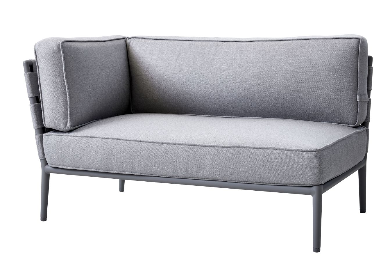 Conic Outdoor 2-Sitzer Modulsofa rechts Cane-Line Hellgrau