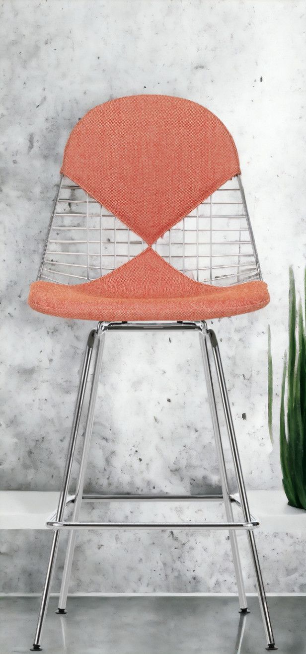 Eames Wire Bar Stool Barhocker Medium mit Sitz- und Rückenpolster Vitra