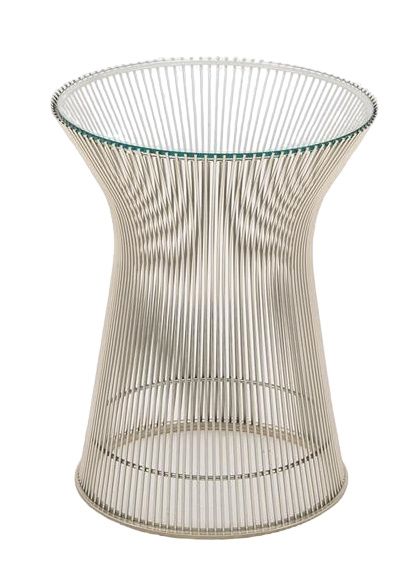 Platner Beistelltisch Kristallglas / Nickel poliert Knoll International - QUICK SHIP 