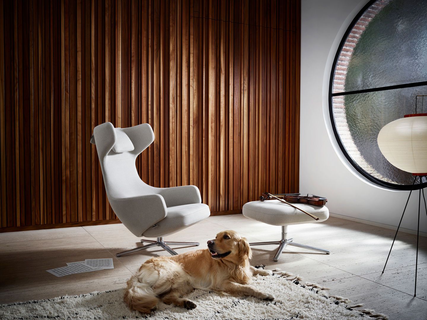 Grand Repos Sessel & Ottoman Vorzugskombination Vitra Cosy Kieselstein 40 cm