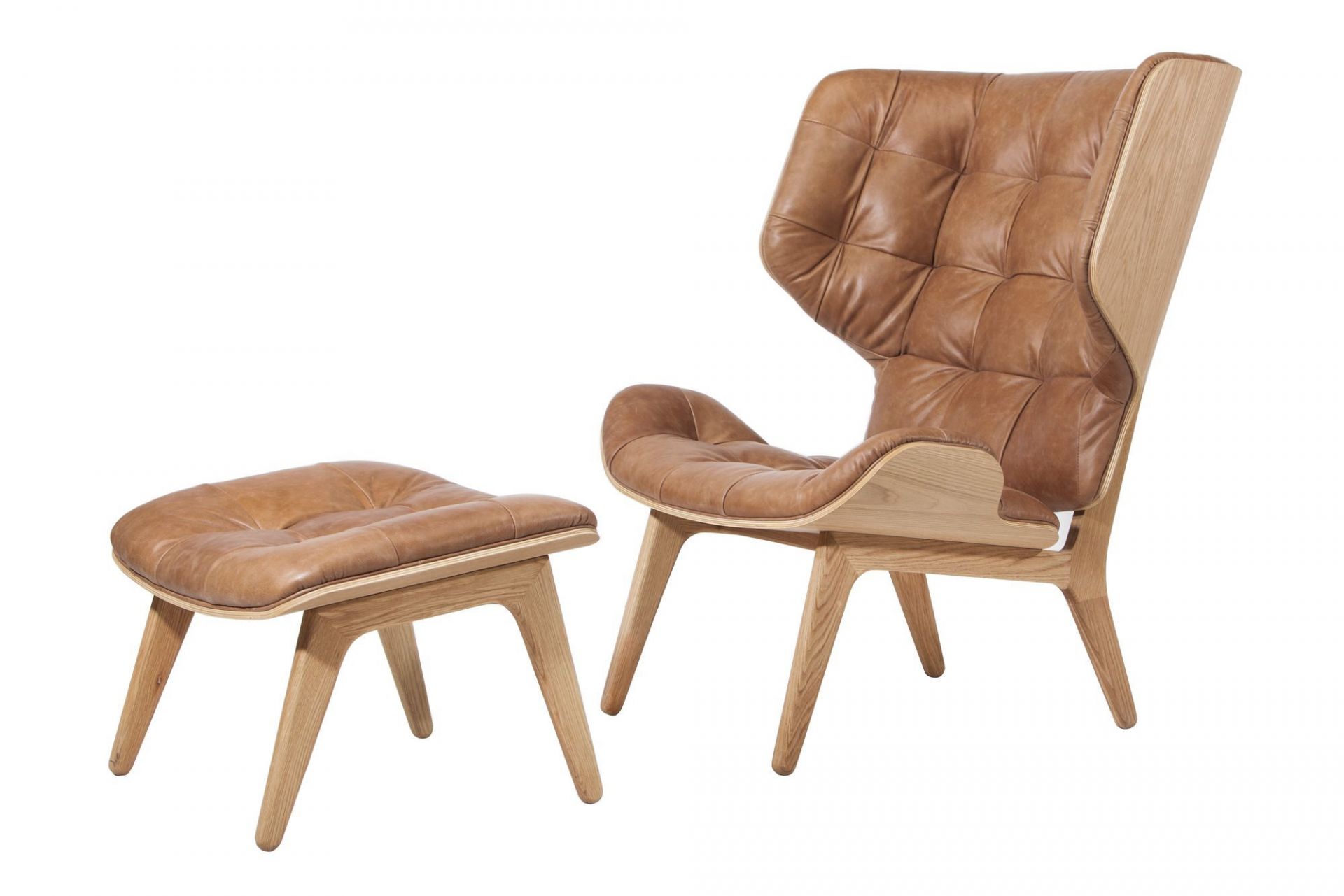 Mammoth Ottoman Lederbezug Norr11-Eiche natur Dunes Leder Dunkel braun
