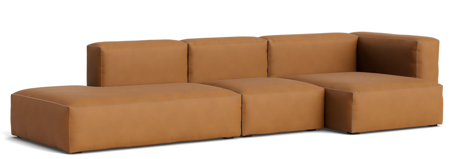 Mags Soft Sofa, 3-Sitzer in Cognac Leder mit Armlehne rechts. Modernes Ledersofa.