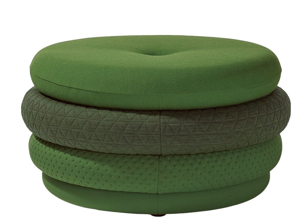 Grüner Fat Tom Pouf Hocker von Richard Lampert, runder Sitzhocker ohne Beine.