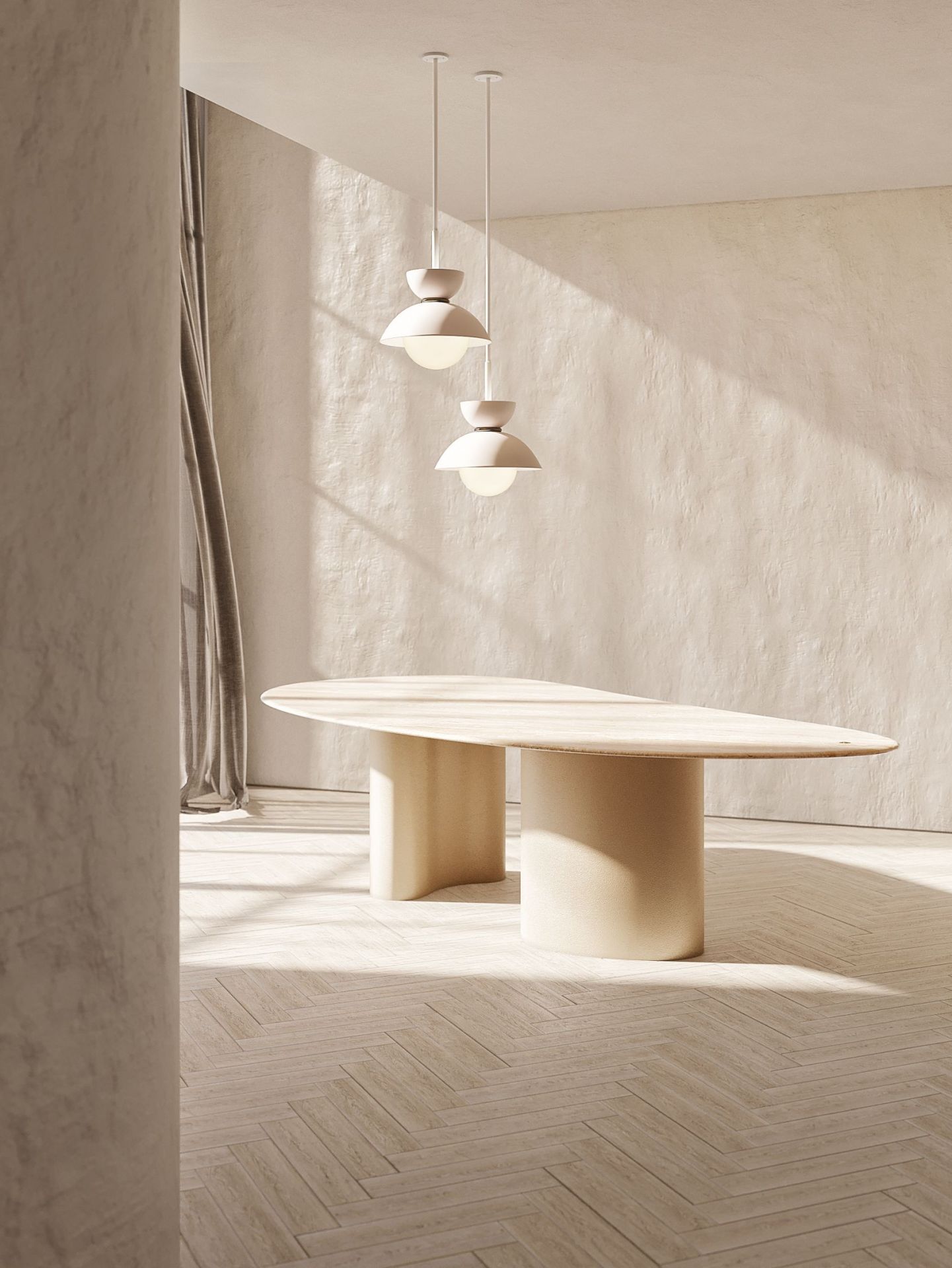 Pam Esstisch Arabescatto Marmor und goldenes Leder Mansi London