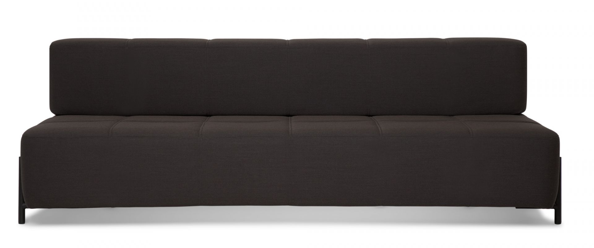 Daybe Schlafsofa Brusvik dunkelgrau: Frontansicht des modernen Stoffsofas mit schlichtem Design.