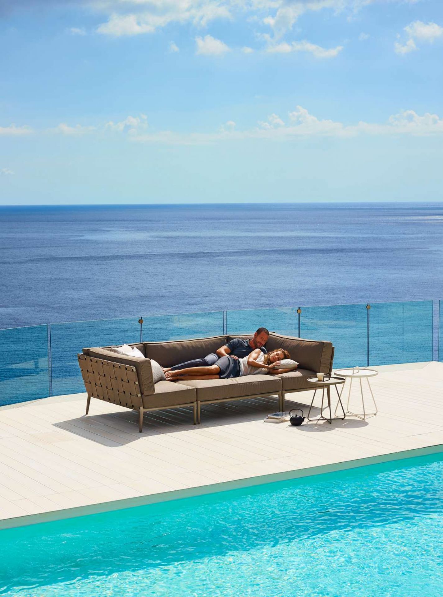 Conic Outdoor 2-Sitzer Modulsofa links grau Cane-Line