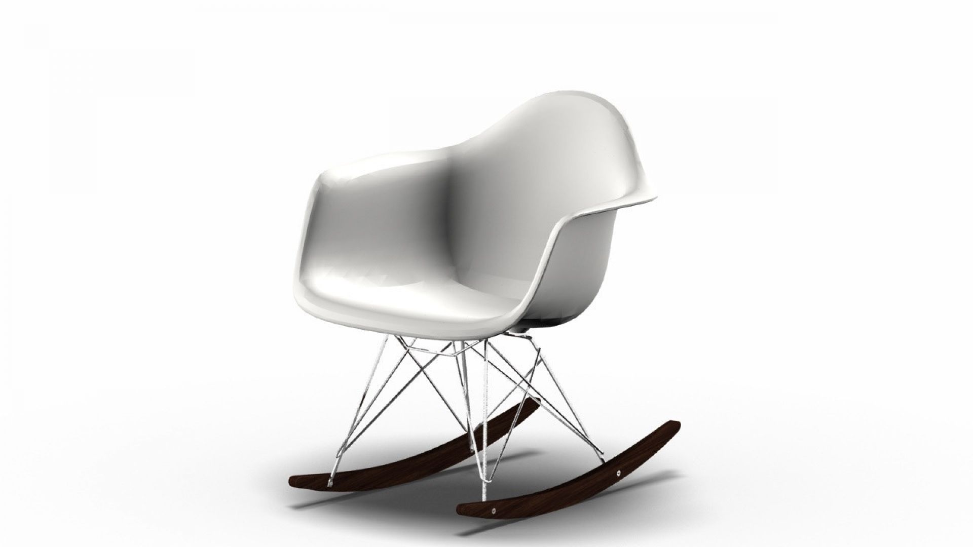 Vitra Eames Plastic Arm Rocking Chair RAR Schaukelstuhl Ahorn dunkel-Chrom-Weiss