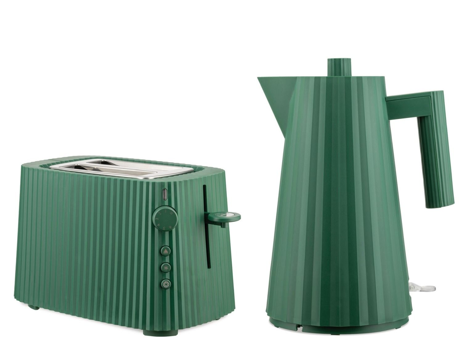 Plissé Bundle MDL06 Wasserkocher 1,7l + Plissé MDL08 Toaster Set Alessi Grün