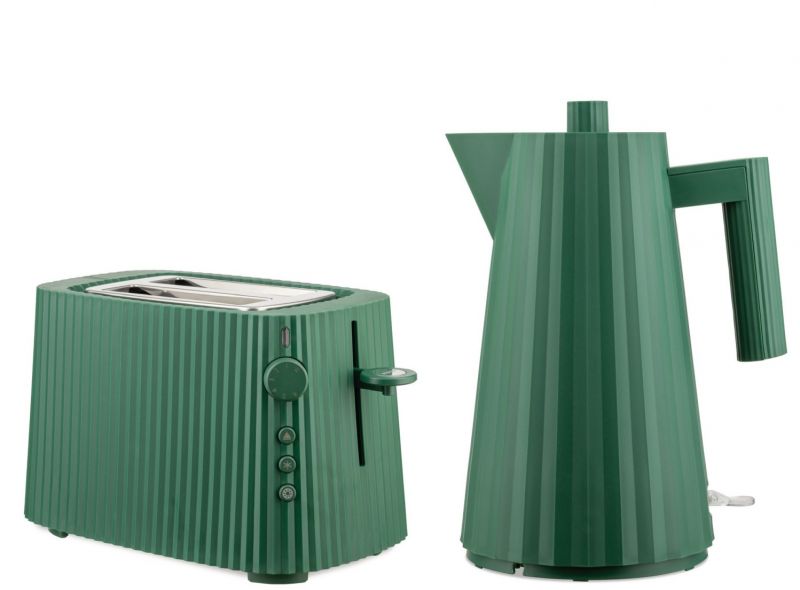 Plissé Bundle MDL06 Wasserkocher 1,7l + Plissé MDL08 Toaster Set Alessi Grün