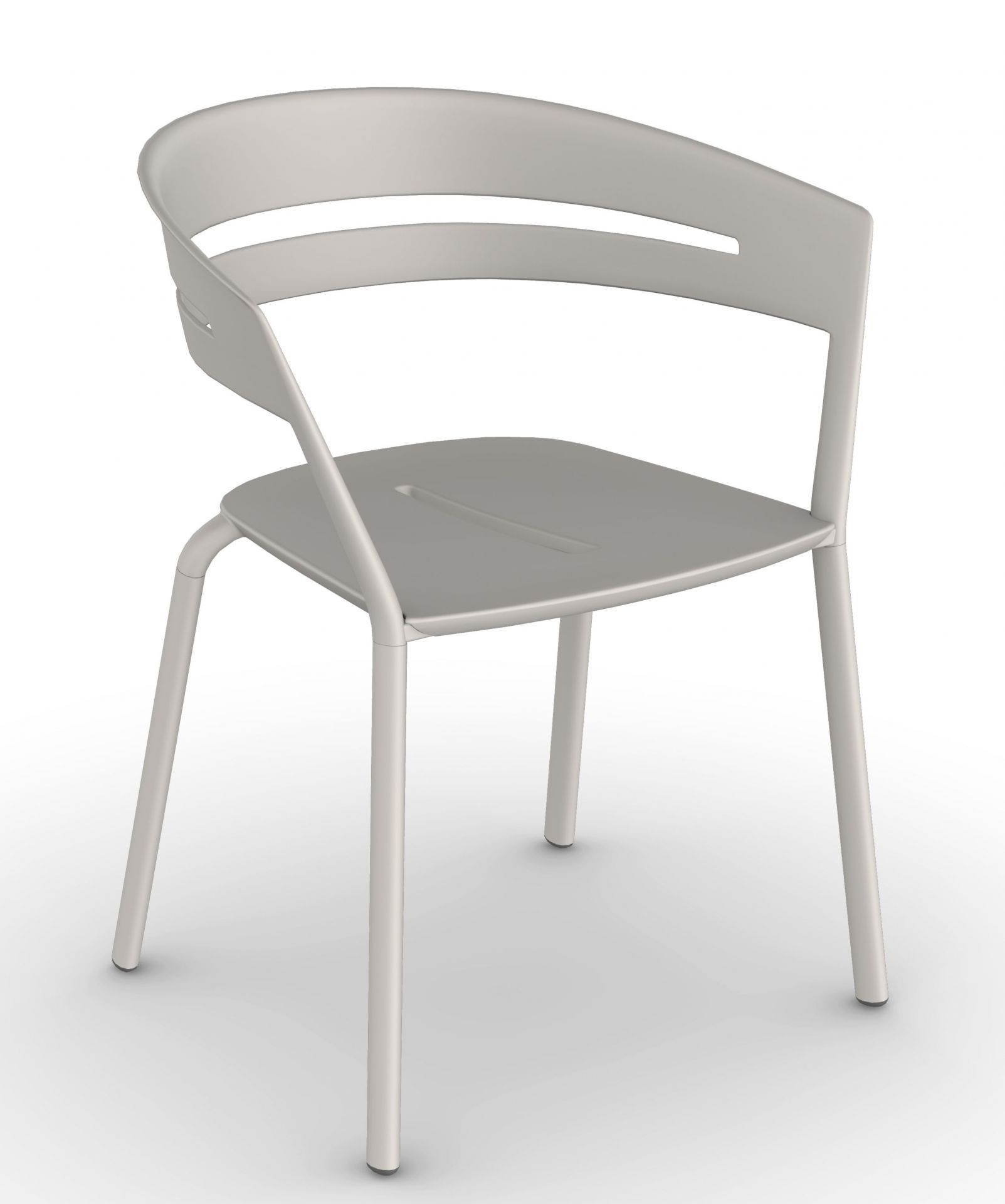Moderner, eisengrauer Stuhl mit Armlehnen und minimalistischem Design. Ideal für Esszimmer oder Büro.