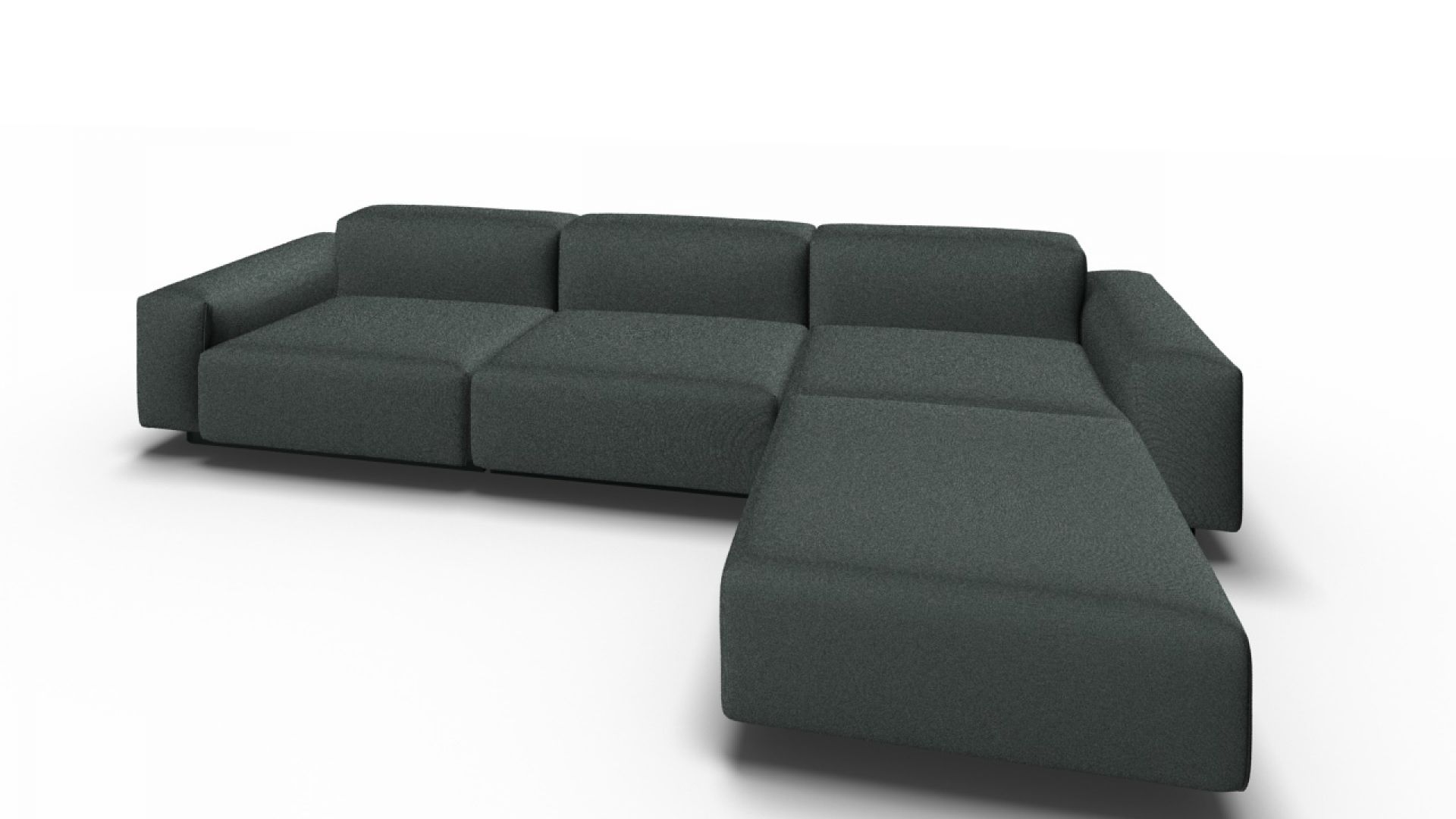 Soft Modular Sofa 3-Sitzer mit Chaise Longue Volo mittelgrau Vitra