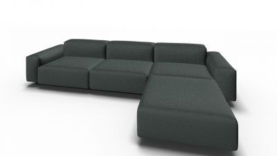 Soft Modular Sofa 3-Sitzer mit Chaise Longue Volo mittelgrau Vitra