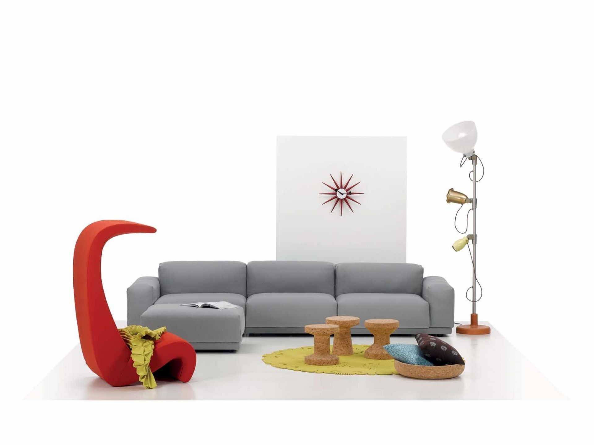 Sunburst Clock Wanduhr - rot Vitra