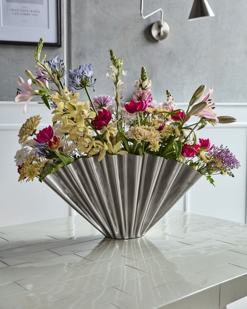 Vase HDFlood Breit Gebürstetes Silber-Finish house doctor 