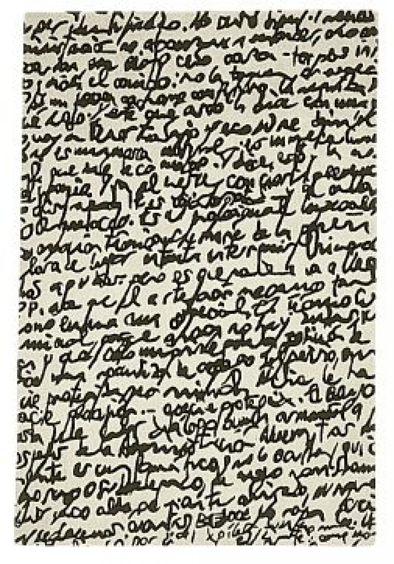 Black on white Manuscrit Teppich Nanimarquina