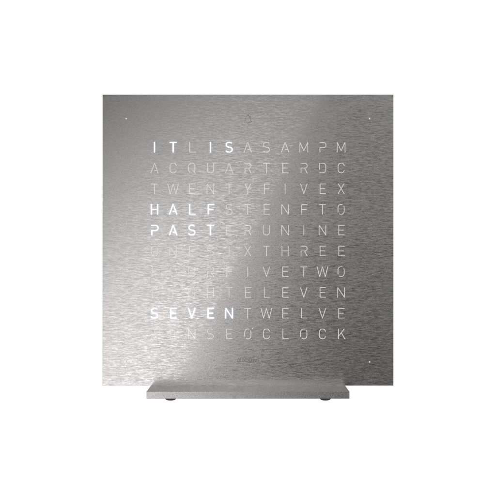 Earth 13.5 Steel Series Tischuhr / Zeitobjekt Englisch QLOCKTWO