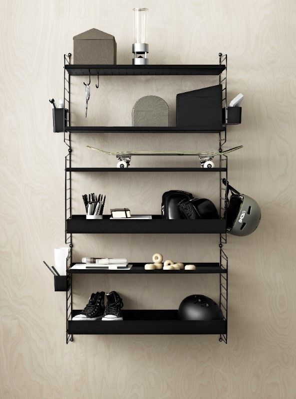 Einzelteil Regalboden aus Metall niedrige Kante B 58 cm String Furniture   