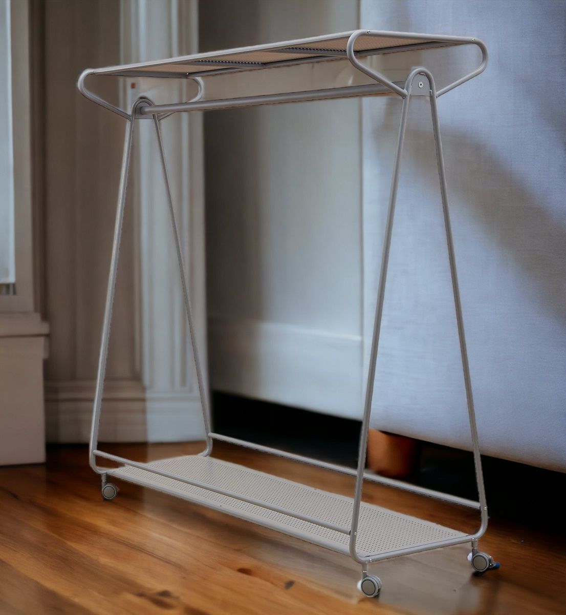 Ellipse Garderobe auf Rollen mit Hut- und Taschenablage Aluminium Segis