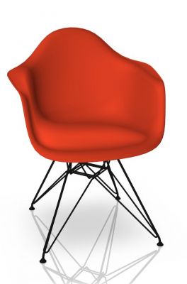 Eames Plastic Arm Chair DAR Stuhl Vitra Schwarz - Poppy red