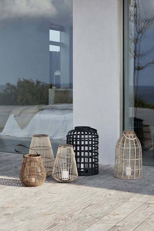 Laterne mit Glas Rattan Hübsch Interior - EINZELSTÜCKE