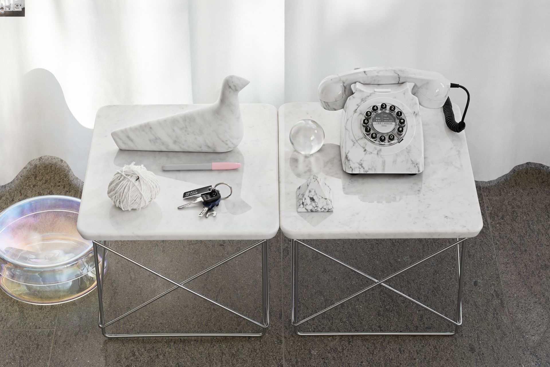 Occasional LTR Beistelltisch Marmor Vitra Chrom