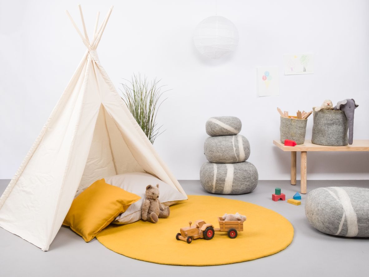 Mono Rund Filzteppich Ø 160 cm myfelt  Klara (senfgelb)