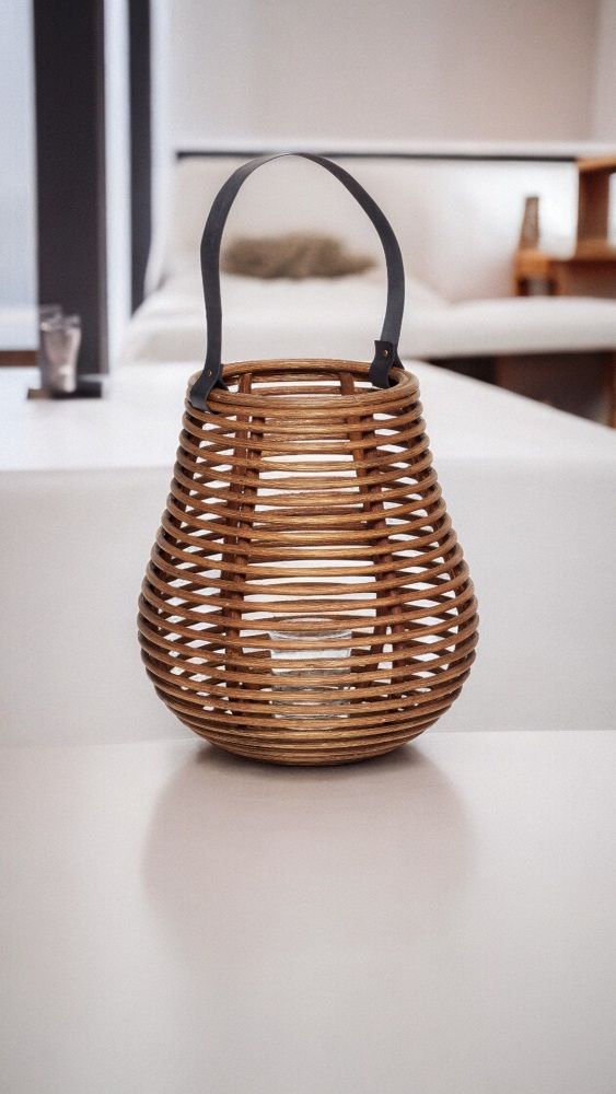 Laterne mit Glas Rattan Hübsch Interior - EINZELSTÜCKE