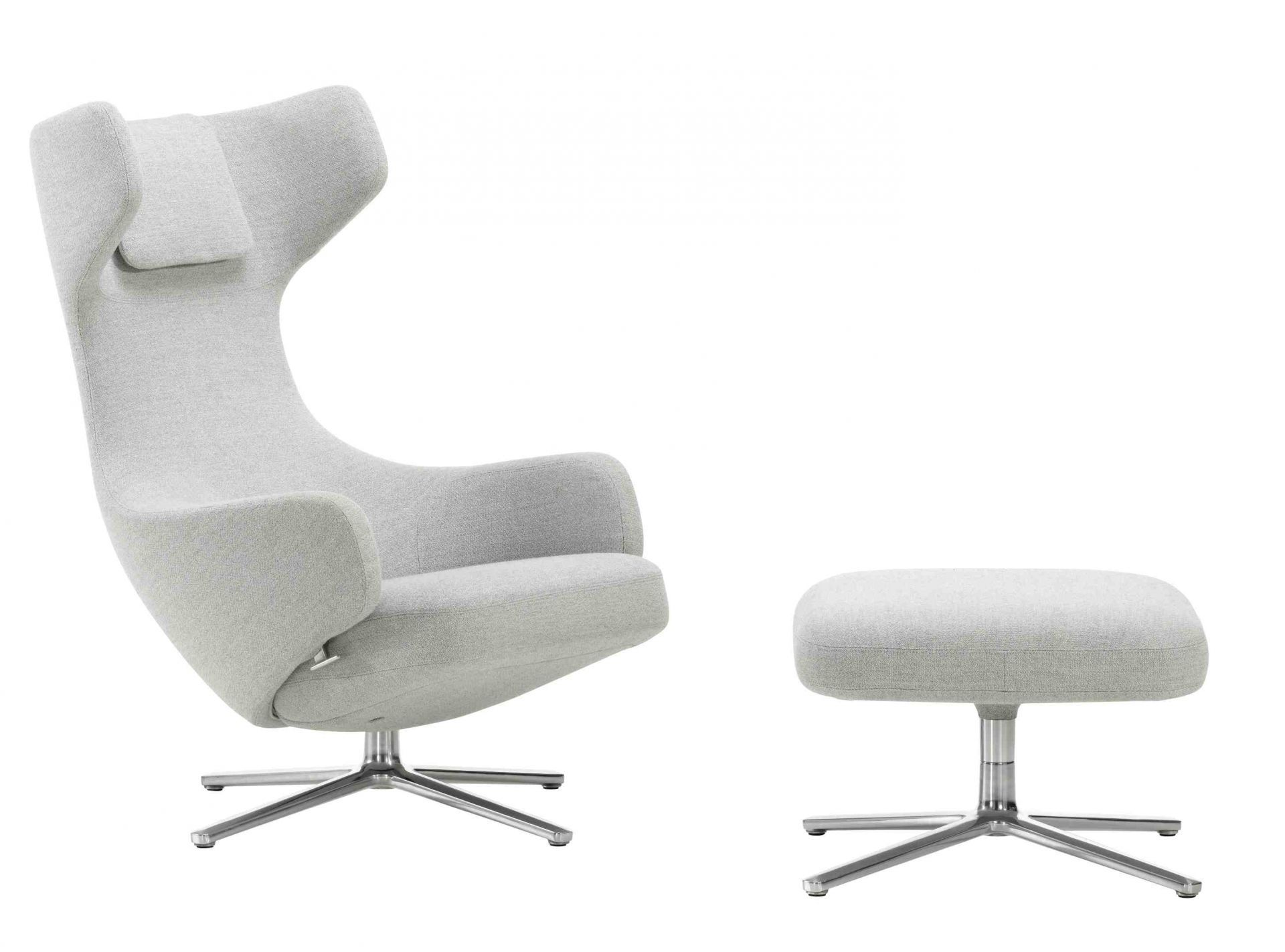 Grand Repos Sessel & Ottoman Vorzugskombination Vitra Dumet Kieselmelange 40 cm