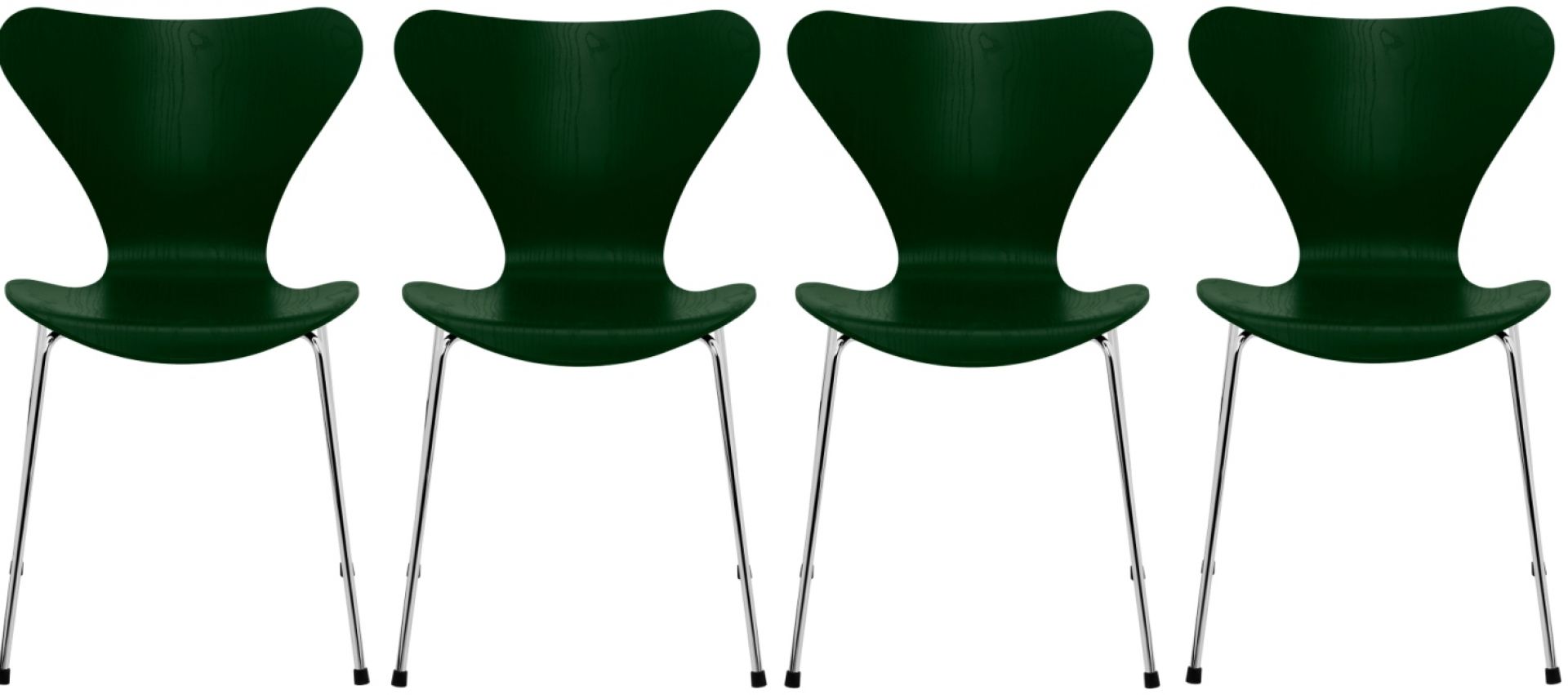 Siebener / Serie Stuhl 3107 Esche 4-er Set Fritz Hansen Ever green